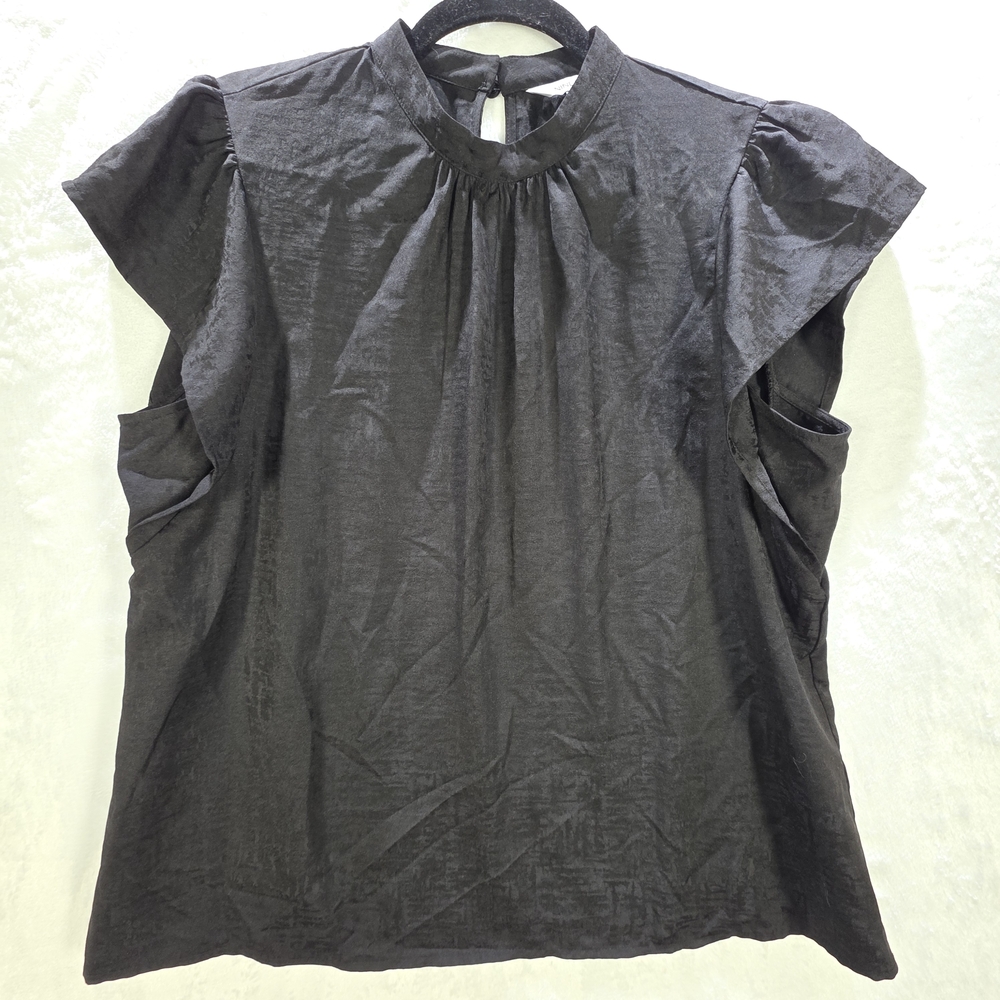 9 West Black Ruffle Sleeveless Women's Top Size Large